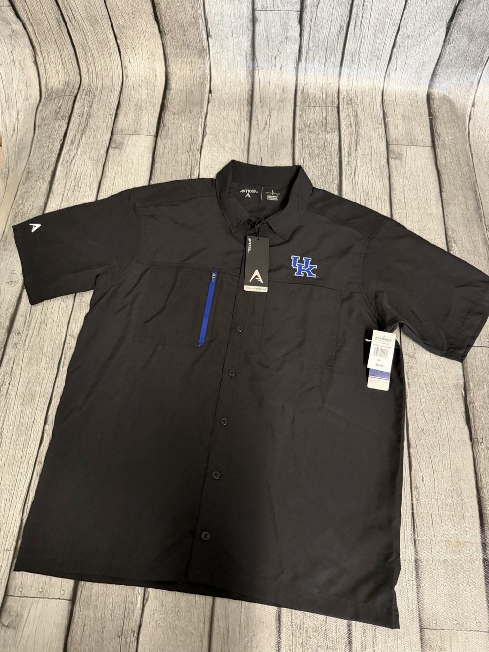 NWT Men’s Antigua Kentucky Wildcats Woven SS Button-Down Shirt Large Black